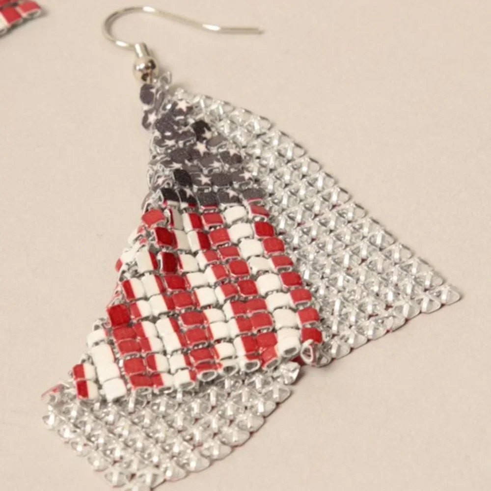 USA Flag Earrings Drop Dangle New 4th of July Patriot